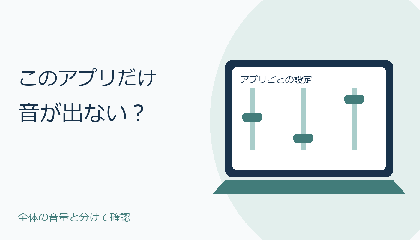 ノートPCでアプリごとの音量を確認する場面