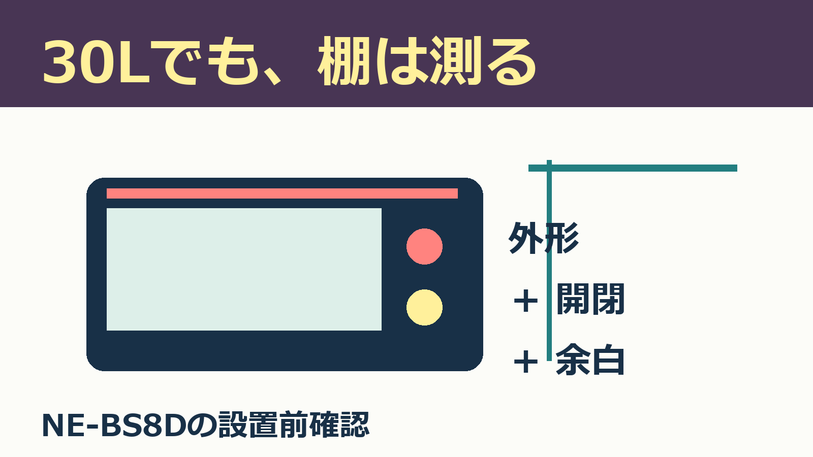 NE-BS8Dの設置前に外形、扉開放、余白を確認する独自イメージ図。