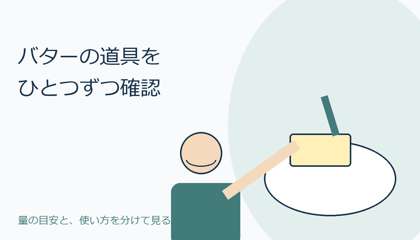 バターを切る道具の購入前確認を描いたオリジナルの表紙イメージ。実物画像とは別