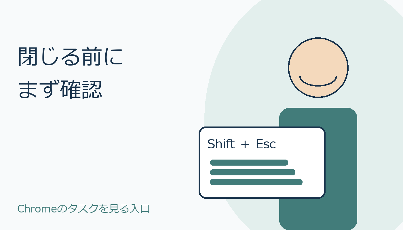 終了する前にChromeのタスクを確認する人と画面