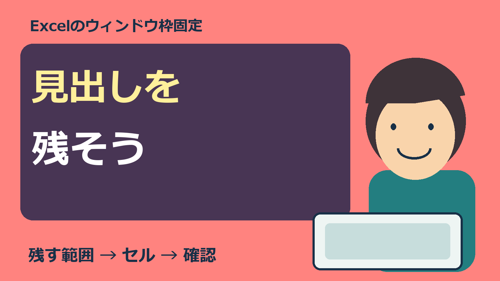 Excelの見出しを残す人物とPCのオリジナル表紙