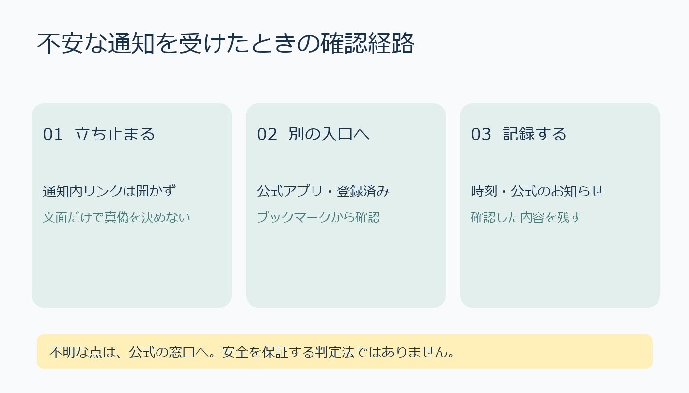 通知の外から公式情報を確認する三手順