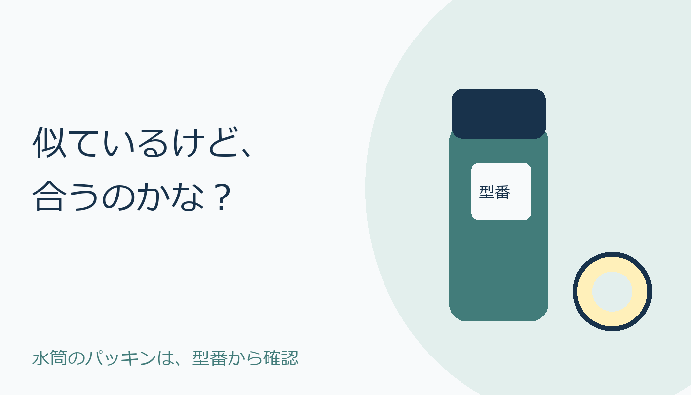 水筒とリングを描いた表紙。似ているけど合うのかな、型番から確認